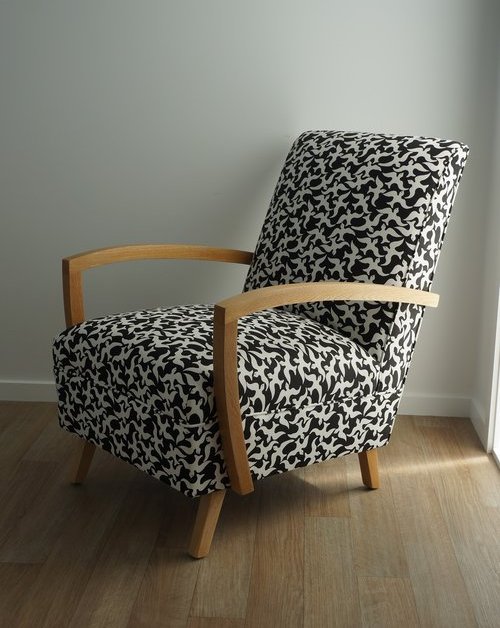 Upholstered bird pattern chair
