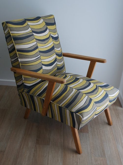 Upholstered striped chair